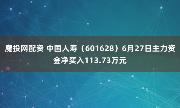 魔投网配资 中国人寿（601628）6月27日主力资金净买入113.73万元
